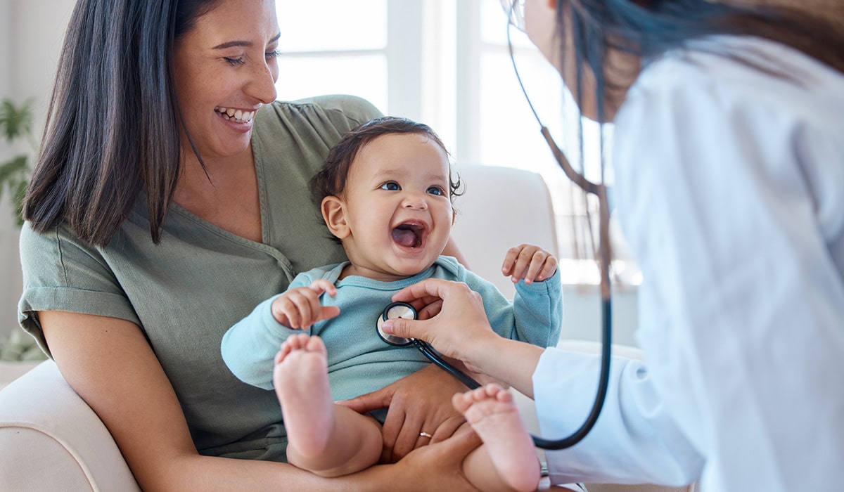 mother and baby visiting local doctor