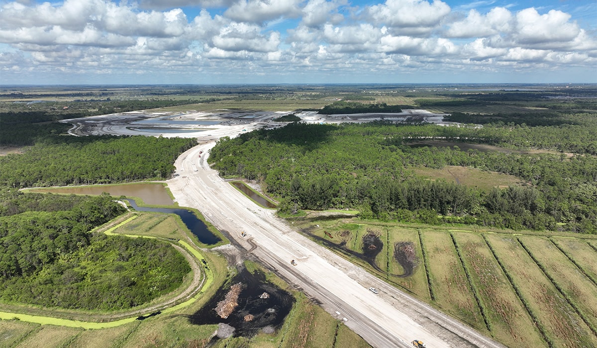 aerial of the port st lucie construction site wylder