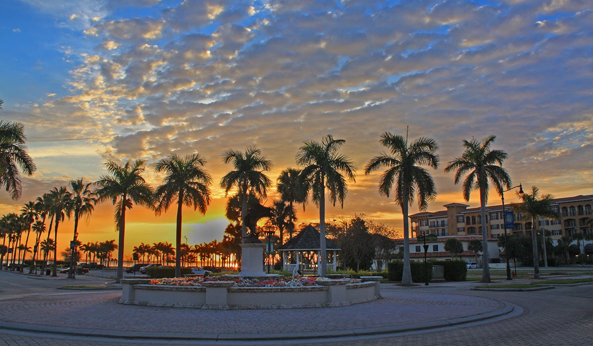 Downtown Fort Pierce sunset palms