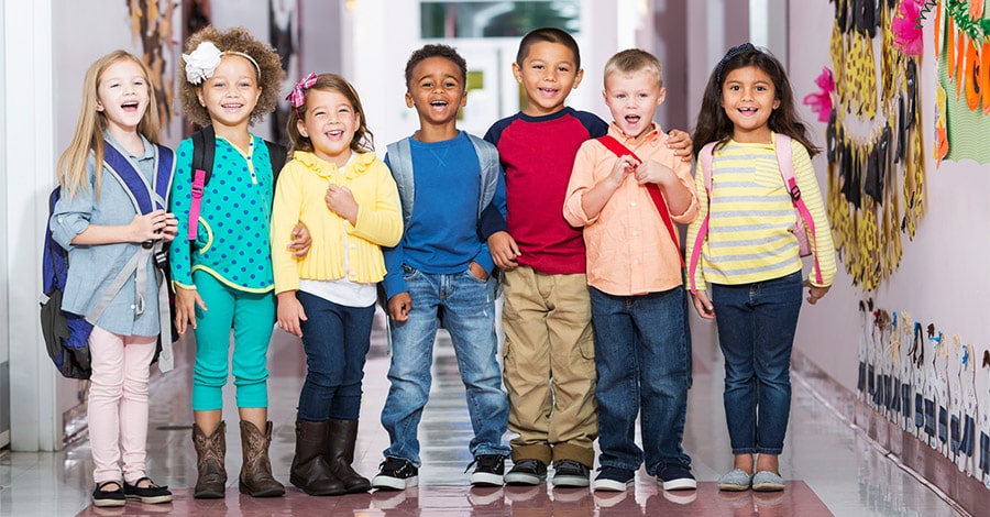 group of young school children