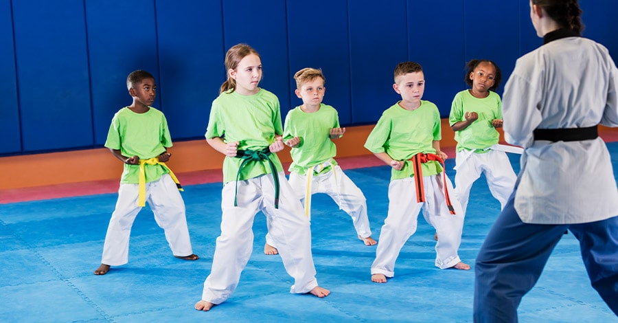 children in karate class