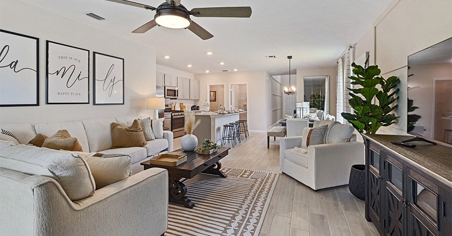 living room in Brystol model home