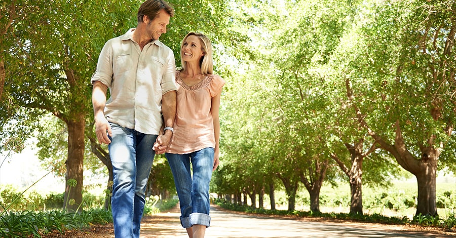 couple walking in florida community