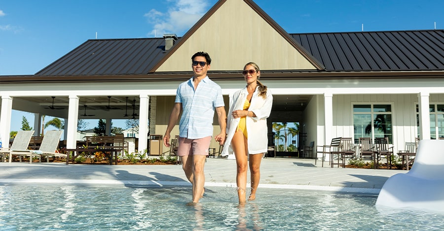 couple in the wylder pool