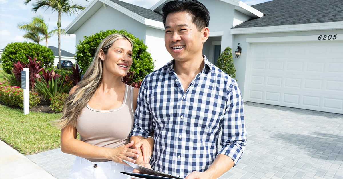 Couple on a model home tour at Wylder
