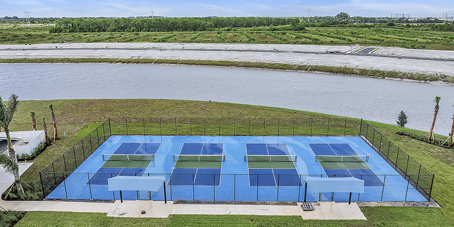 an areial shot of wylder's pickleball courts