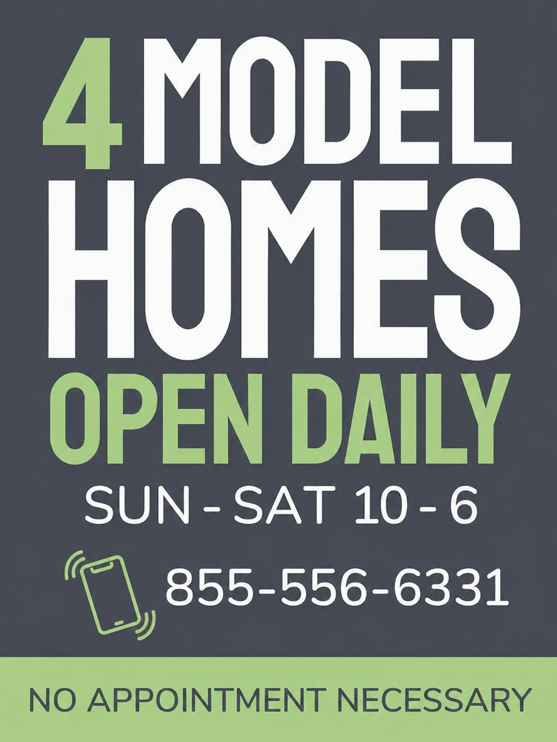 4 model homes open daily