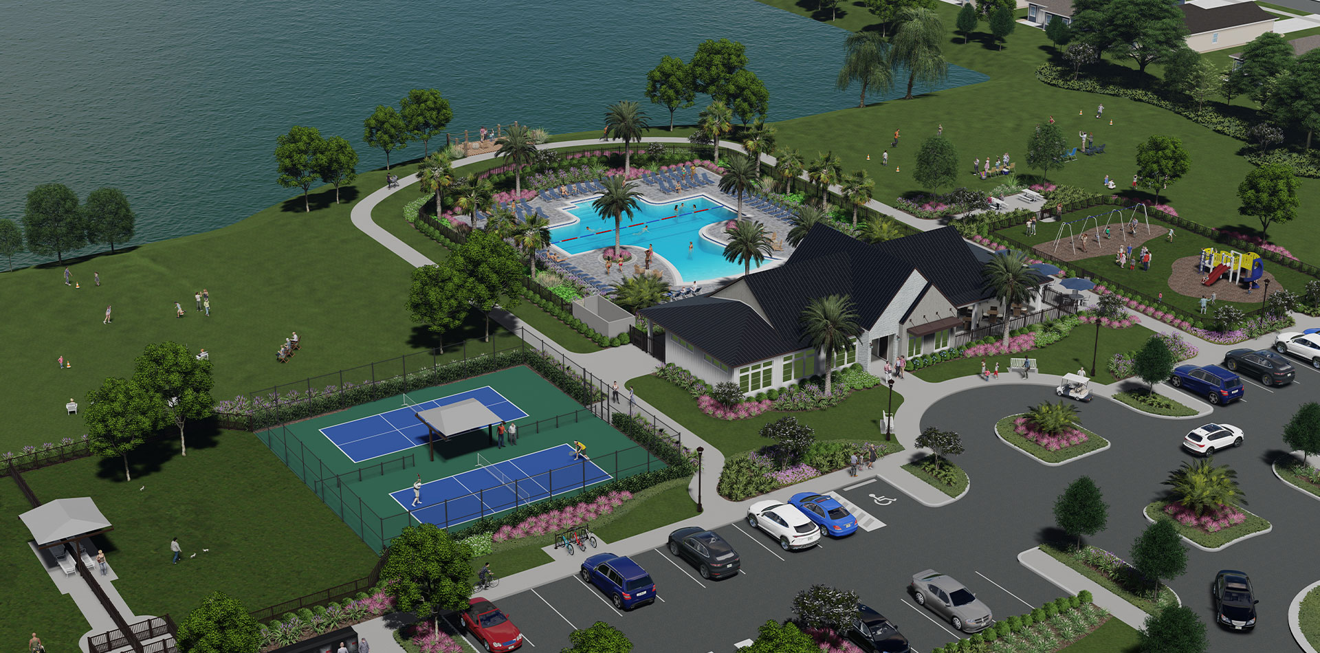 aerial rendering of the Brystol Neighborhood Clubhouse